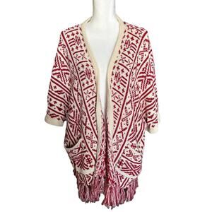 Fashion Union boho sweater kimono with fringe cardigan size L/XL